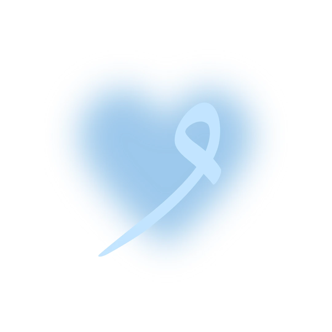 blue heart with blue diabetes ribbon